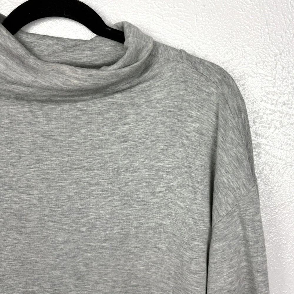 Eileen Fisher Cozy Brushed Terry Fleece Hug Funnel Neck Long Top Grey XS - Picture 3 of 9